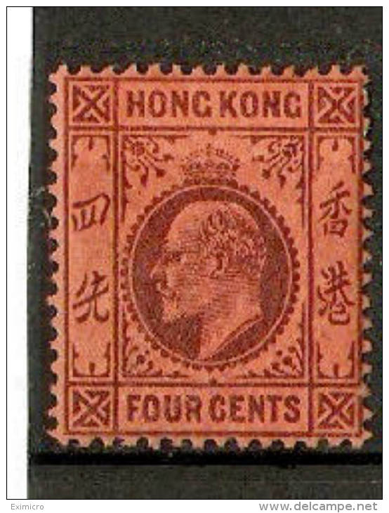 HONG KONG 1903 4c SG 64 WATERMARK CROWN CA   MOUNTED MINT Cat £24 - Neufs