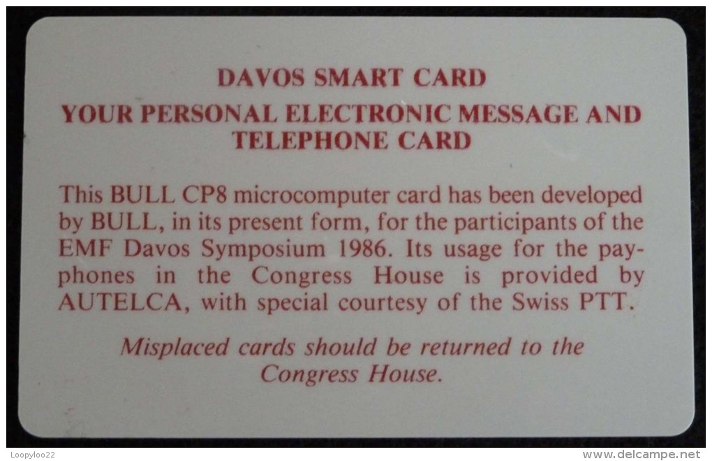 SWITZERLAND - Davos - Bull Chip - Tele Smart Card - (SW31) For Davos W E Forum 1986 - VERY RARE - Suisse