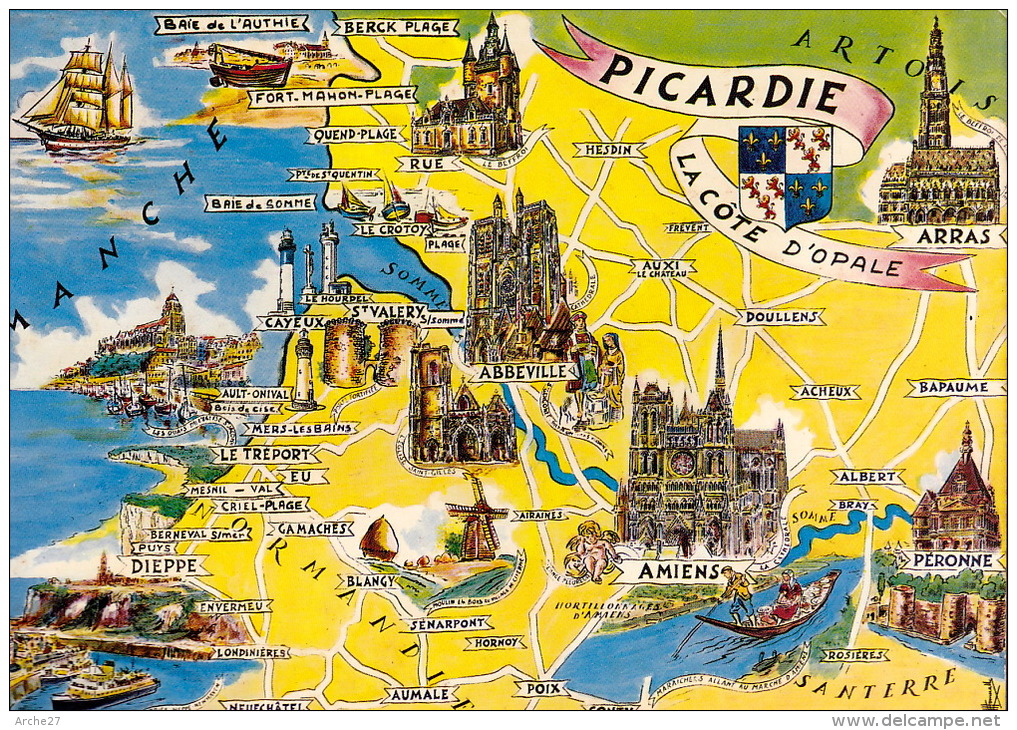 CP - Carte Géographique - La Picardie - Landkarten