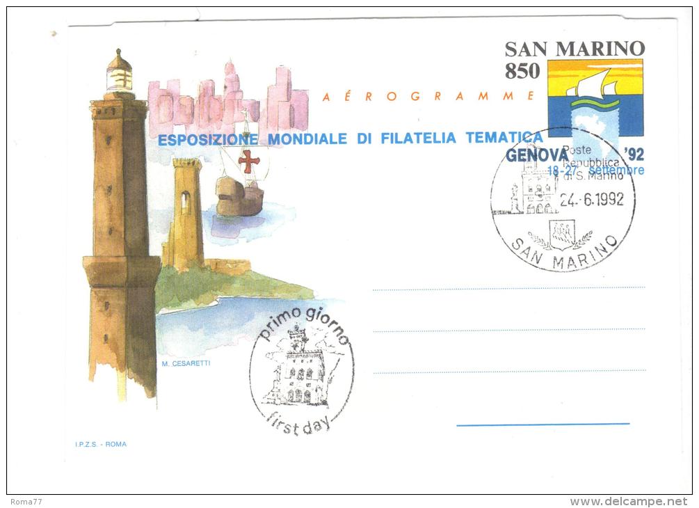 CC47 - SAN MARINO , Intero Postale FDC - Christopher Columbus