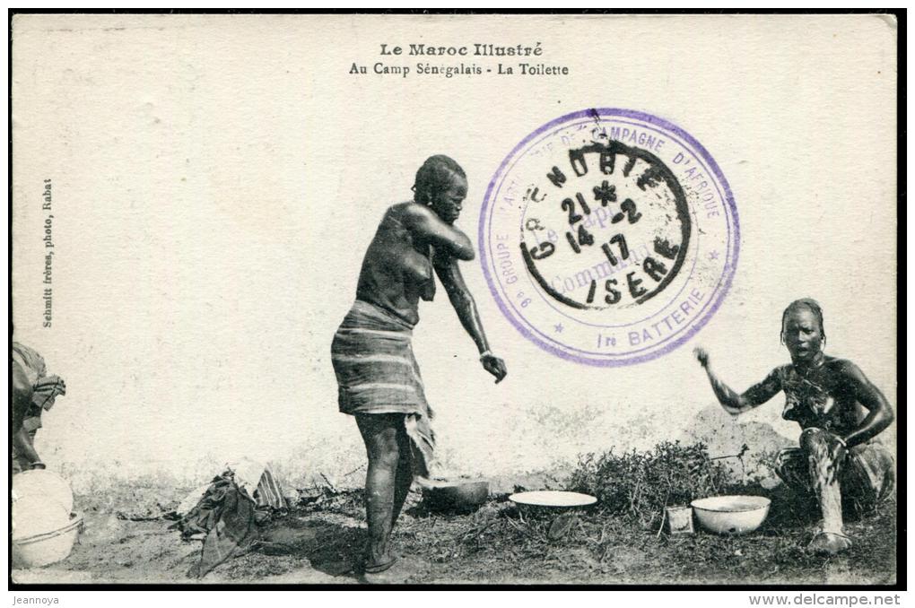 MAROC - CPA EN FM, CACHET SPECIAL " 9e GROUPE D'ARTILLERIE DE ...... ", OBL. TRESOR ET POSTES / MEKNES LE 2/2/1917 - TB - Cartas & Documentos