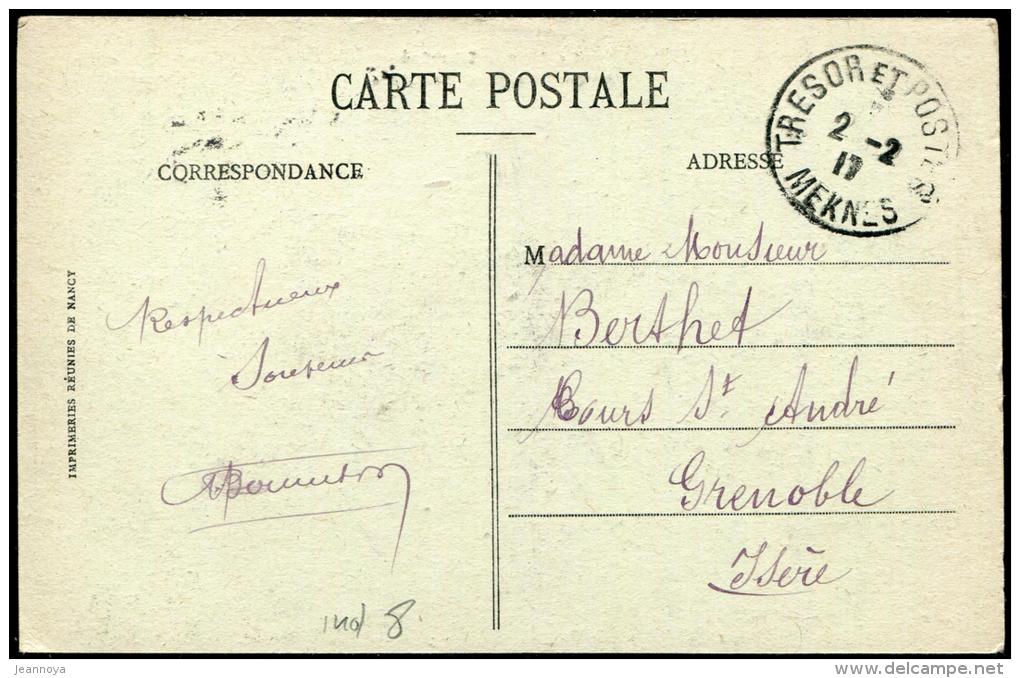 MAROC - CPA EN FM, CACHET SPECIAL " 9e GROUPE D'ARTILLERIE DE ...... ", OBL. TRESOR ET POSTES / MEKNES LE 2/2/1917 - TB - Cartas & Documentos