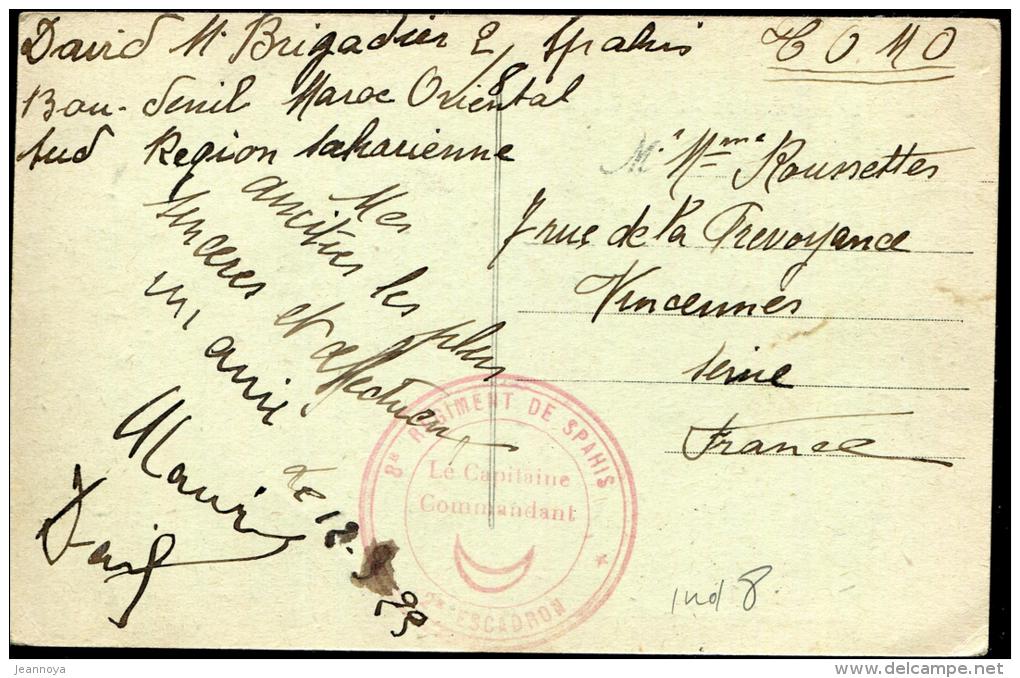 MAROC - CPA EN FM, CACHET SPECIAL " 8e REGIMENT DE SPAHIS ", DE BOU-DENIB LE 12/3/1925 - TB - Cartas & Documentos