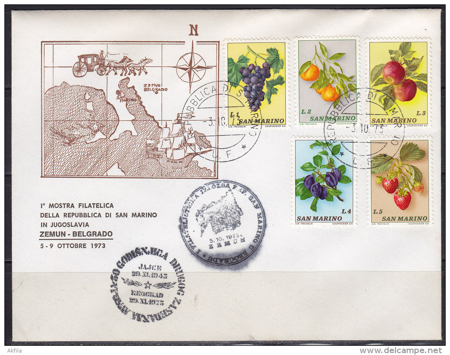 2336. San Marino, 1973, Fruits, FDC - Lettres & Documents