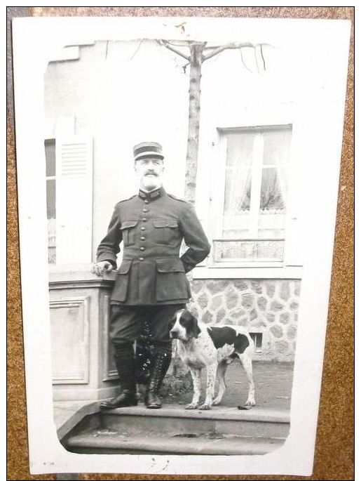 Carte Photo Originale WW1 Officier Service De Santé Et Mascotte - 1914-18