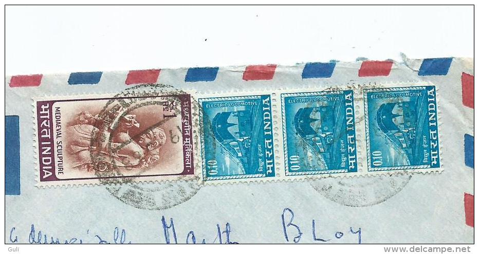(philatélie ) Asie > Inde > 1960-69 >  Enveloppe Avec 8 Timbres Oblitérés INDIA (1969) (stamp Stamps Timbre) - Oblitérés
