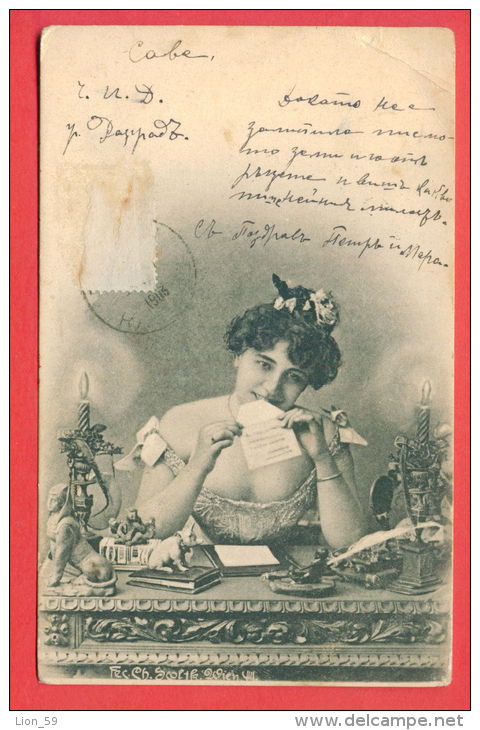134716 / AUSTRIA PHOTO - Charles Scolik - 1903 LAMP , PIG, MONKEY , Lettr PORTRAIT   Woman  # 199 , Wien, VIII - Scolik, Charles