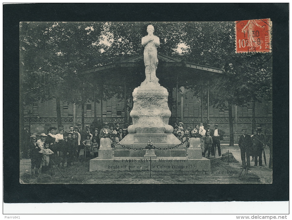 PARIS - XIVème Arrondissement - Michel Servet Brûlé Vif Par Ordre De Calvin (belle Carte Animée) - Arrondissement: 14