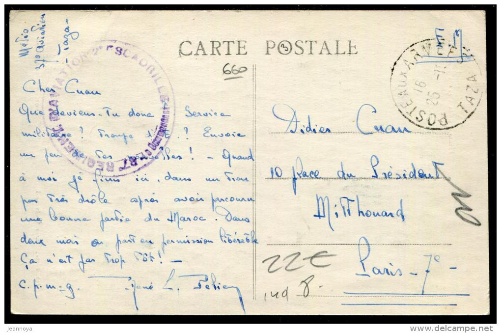 MAROC - CPA EN FM, CACHET SPECIAL " 37e REGIMENT D'AVIATION..... ", OBL. POSTE AUX ARMÉES / TAZA LE 25/11/19.. - TB - Covers & Documents