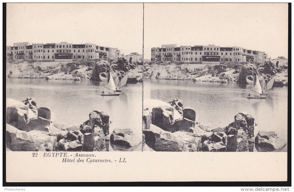 CPA - (Egypte) Assouan - Hotel Des Cataractes (Carte Stéréoscopique) - Assouan