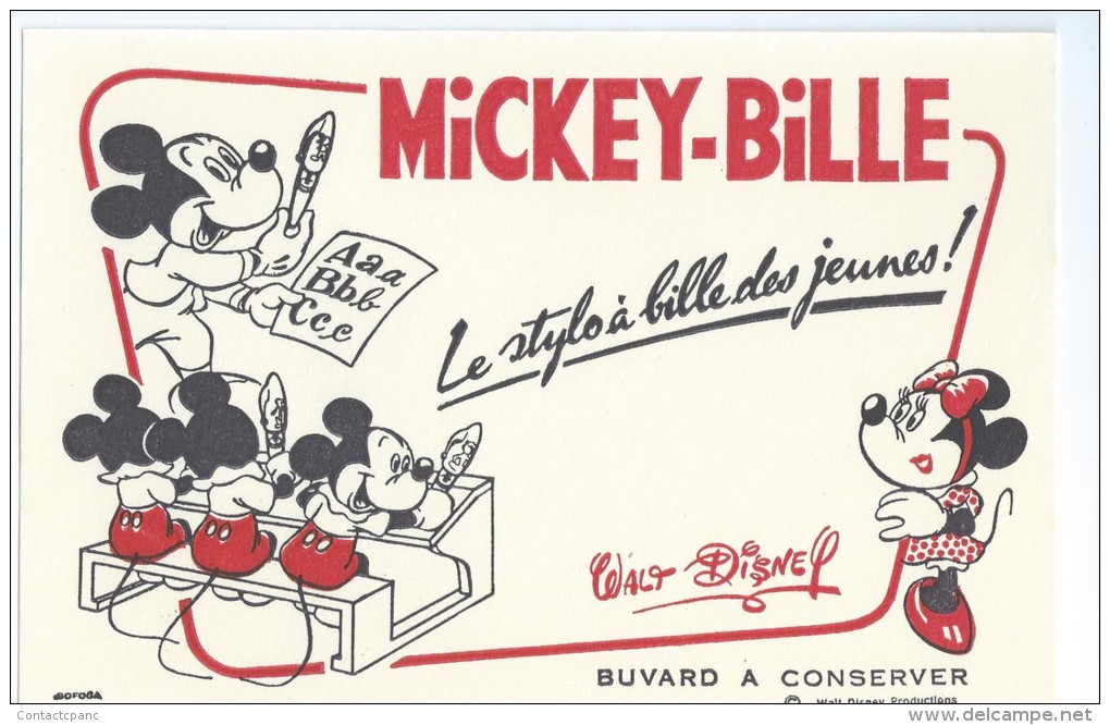 MICKEY  - Buvard   (  Le Stylo à Bille Des Jeunes ! )  Ft  =  20.5cm  X  13.5 Cm - Other & Unclassified