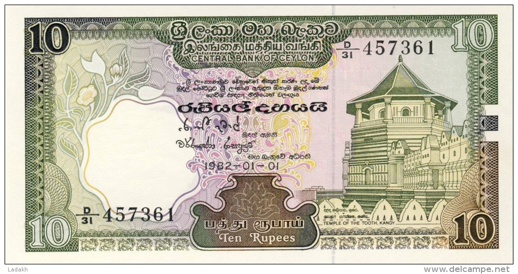 BILLET # SRI LANKA ( CEYLON ) # 1982 # PICK 73 # DIX ROUPIES # NEUF # - Sri Lanka