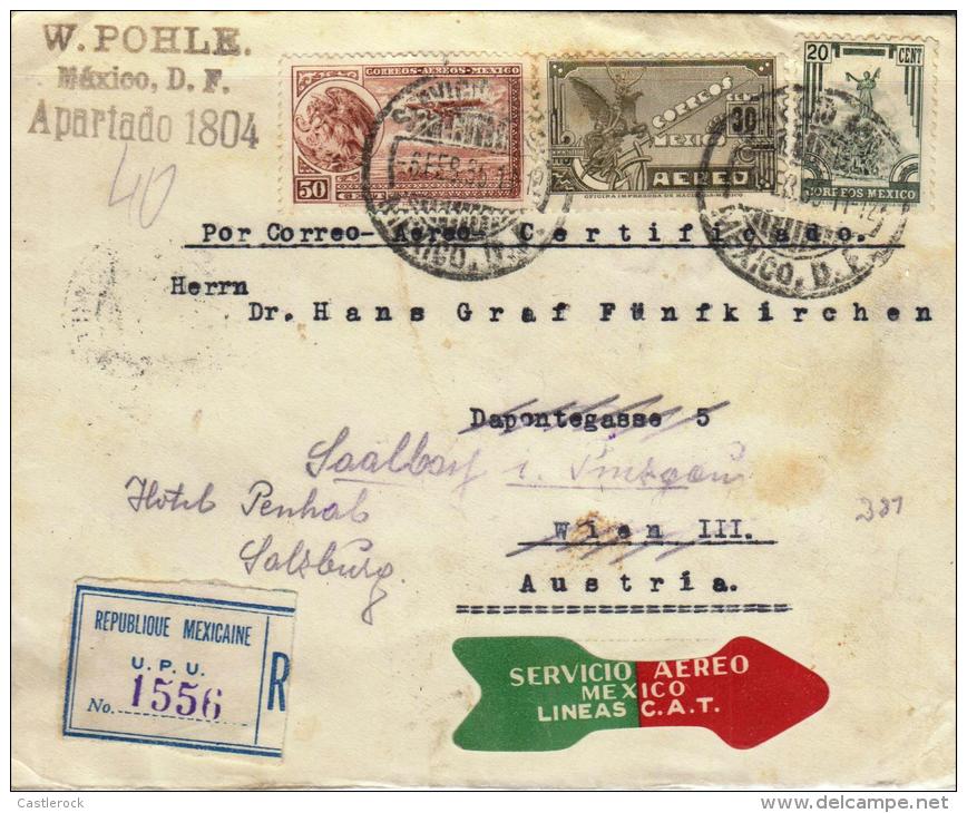 G)2035 MEXICO,  CERTIFICATED AIR MAIL, AIRPLANE-ALLEGORY OF FLIGHT-INDEPENDENCE MONUMENT, PUEBLA, CIRCULATED COVER  TO A - Mexico