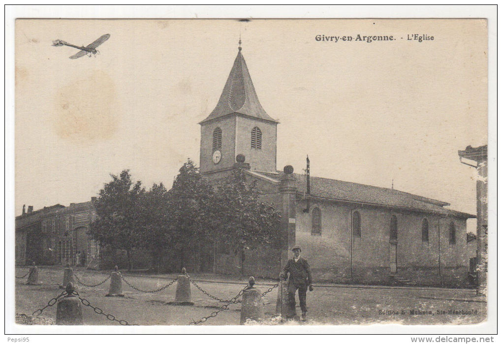 51 GIVRY EN ARGONNE - L'Eglise / Un Avion ! - Givry En Argonne