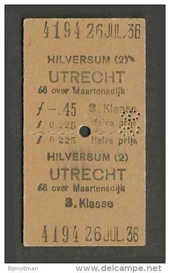 H133 Holland Netherlands 3rd Cl Hilversum (2) - Utrecht 26 JUL 36 - Europa