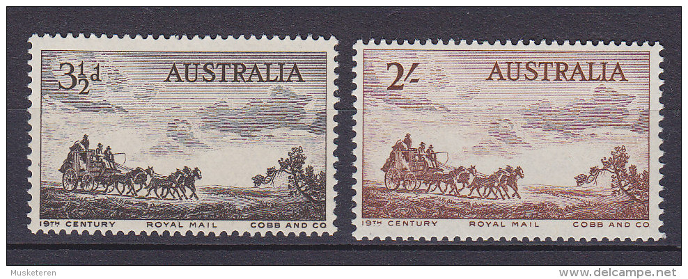 Australia 1955 Mi. 254-55 Pioniere Der Postkutschenzeit Gemälde Von Painting Of Lionel Lindsay Complete Set MNH** - Neufs