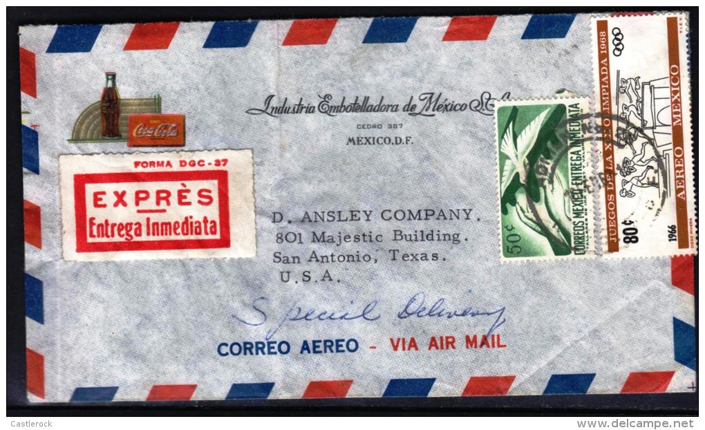 G)1966 MEXICO, COMERCIAL COVER-COCA-COLA BOTTLER IN MÉXICO, IMMEDIATE DELIVERY, DOVE-PLANE-1968 OLYMPICS GAMES XIX, CIRC - México