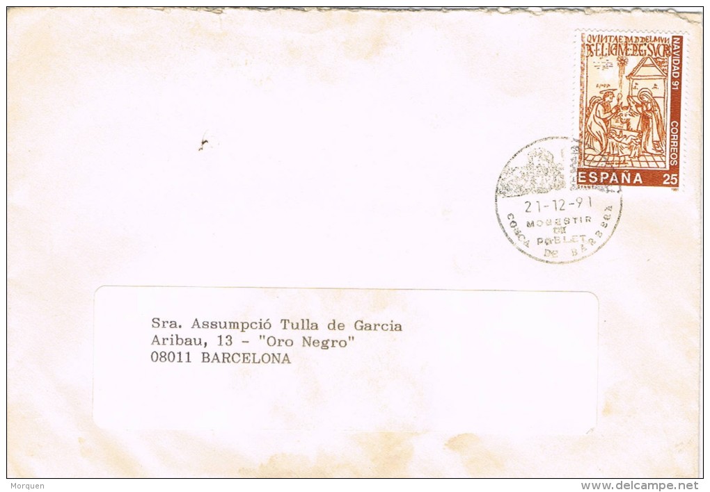 5443. Carta POBLET (tarragona) 1991. Fechador Monasterio - Cartas & Documentos
