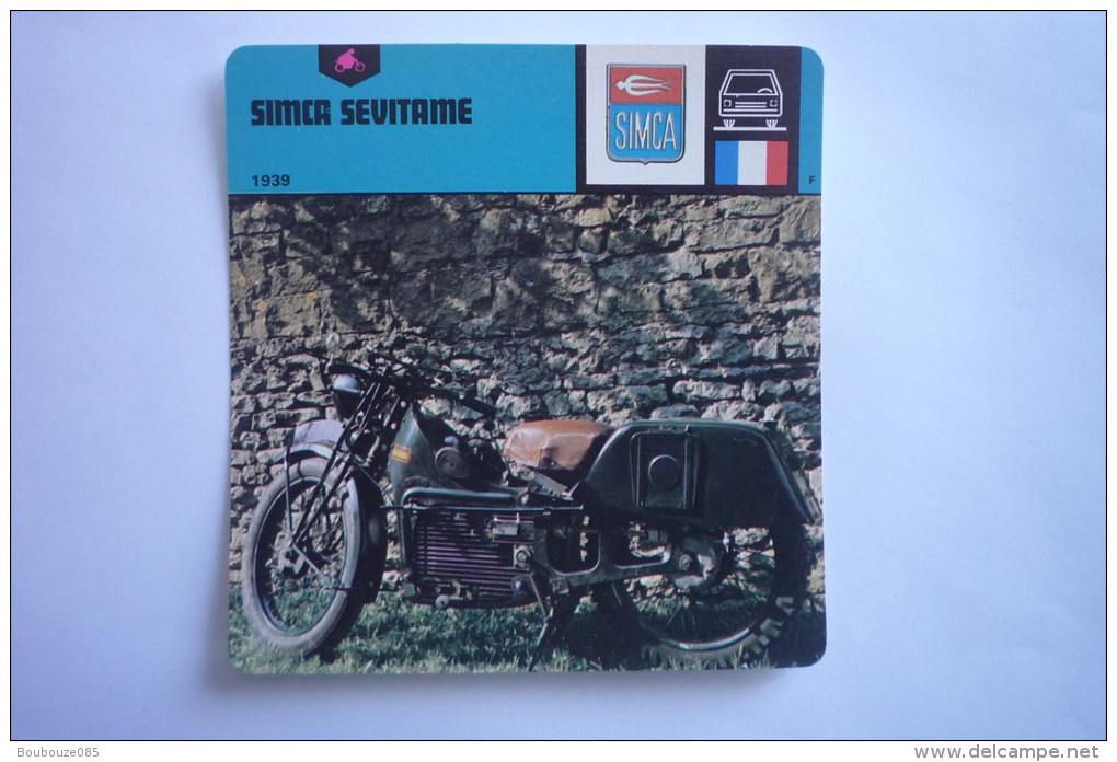 Transports - Sports Moto - Carte Fiche Moto - Simca Sevitame 1939 ( Description Au Dos De La Carte ) - Moto Sport