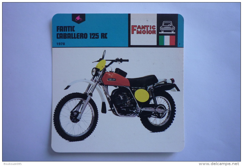 Transports - Sports Moto - Carte Fiche Moto - Fantic Caballero 125 Rc - 1978 ( Description Au Dos De La Carte ) - Moto Sport