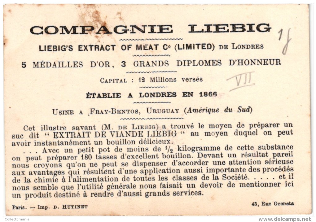 LIEBIG 12  trade cards serie  41   anno 1873 - complete set - BELGIUM french, Very good condition, printer HUTINET litho