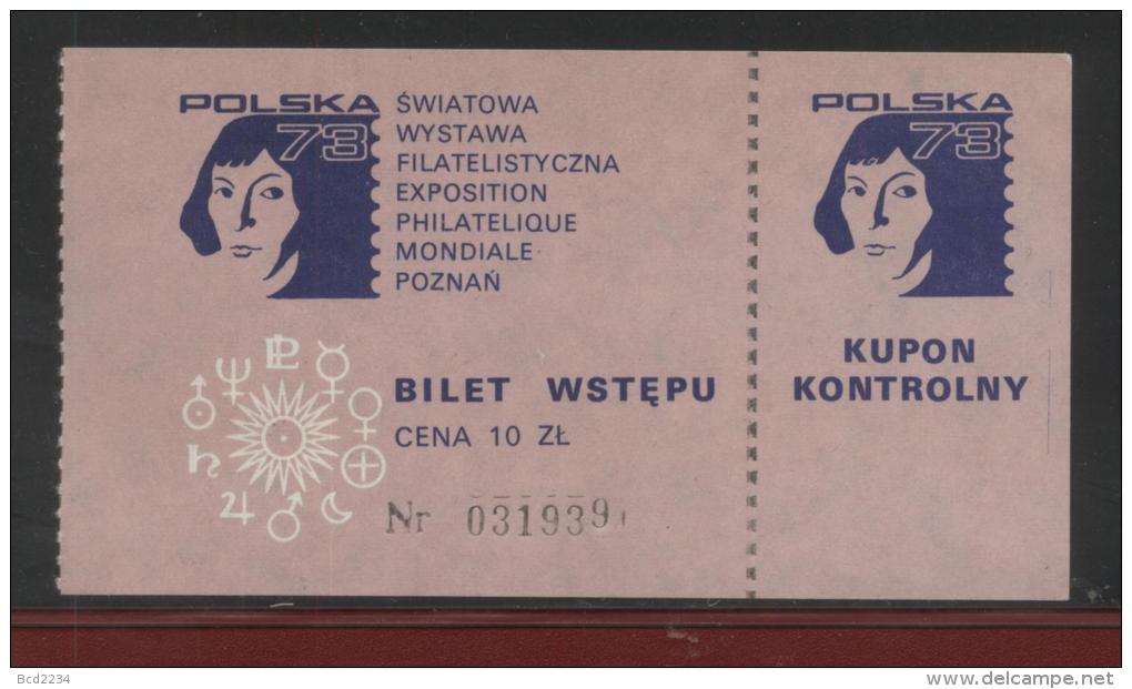 POLAND 1973 POLSKA 73 STAMP EXHIBITION EXPO COPERNICUS TICKET T1 ASTRONOMER ASTRONOMY - Otros & Sin Clasificación