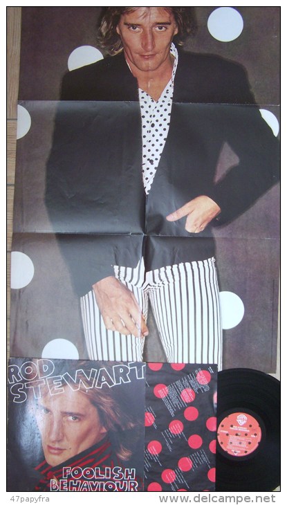 Rod STEWART LP Stéréo + Grand POSTER Foolish Behaviour - Disco, Pop