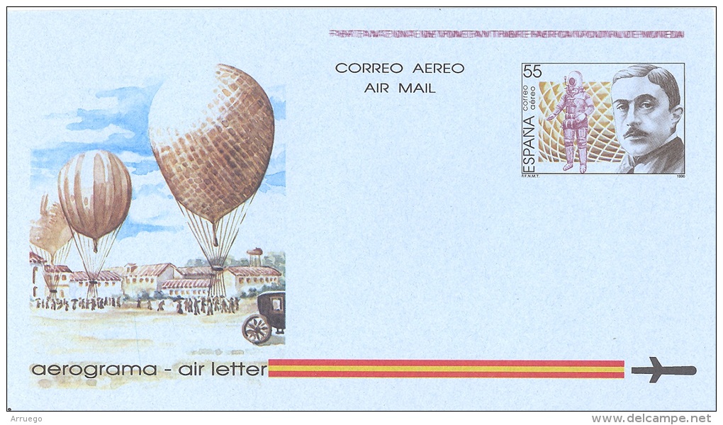 SPAIN. POSTAL STATIONARY. AIR LETTER. BALLON. 1990 - 1931-....