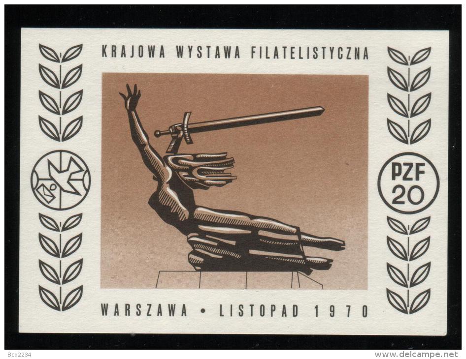 POLAND 1970 NATIONAL PHILATELIC EXPO WARSAW S/S NHM NIKE MONUMENT MYTHOLOGY DOVE CINDERELLA - Mythologie