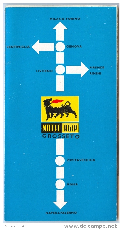 GROSSETO -MOTEL AGIP - Via Aurelia - Albergo - Ristorante - Bar - Stazione Di Servizio - Garage (Dépliant 1961) - Advertising