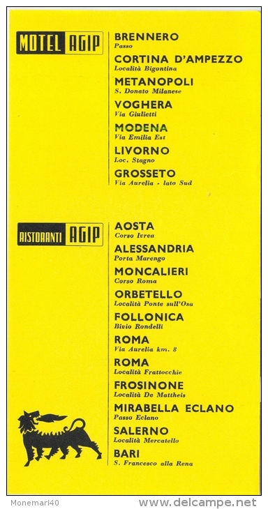 LIVORNO - MOTEL AGIP - Aurelia - Albergo - Ristorante - Bar - Stazione Di Servizio (Dépliant 1961) - Advertising