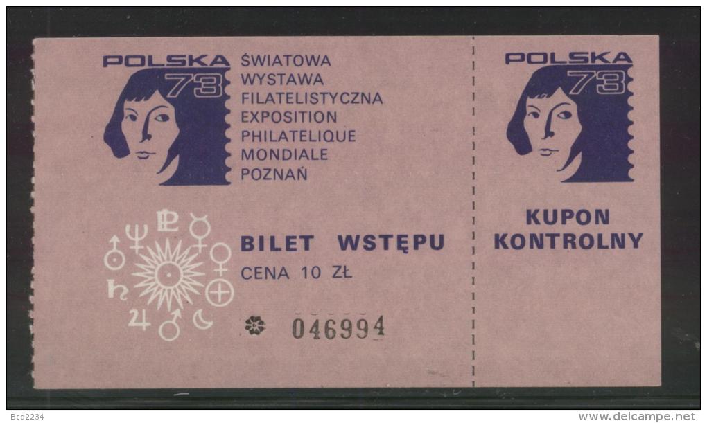 POLAND 1973 POLSKA 73 STAMP EXHIBITION EXPO COPERNICUS TICKET T2 ASTRONOMER ASTRONOMY - Autres & Non Classés