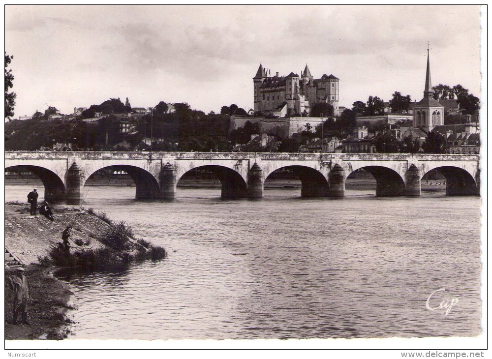 Saumur..belle Vue Sur Le Pont..le Château..St-Pierre..avec Pêcheurs - Saumur