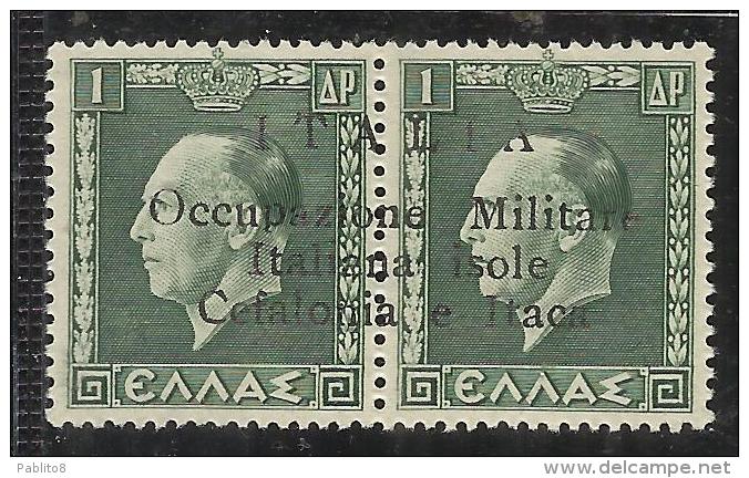 OCCUPAZIONE ITALIANA CEFALONIA E ITACA KEFALONIA ITHACA 1941 KING GEORGE II RE GIORGIO ARGOSTOLI 1 + 1 D MNH SIGNED - Cefalonia & Itaca