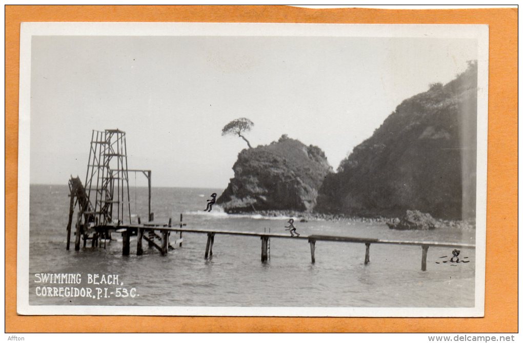 Swimming Beach Corregidor PI Old Real Photo Postcard - Philippines