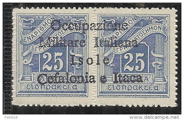 OCCUPAZIONE ITALIANA ITACA ITHACA 1941 SEGNATASSE TAXES TASSE 25 + 25 LEPTA MNH SIGNED FIRMATO - Cefalonia & Itaca