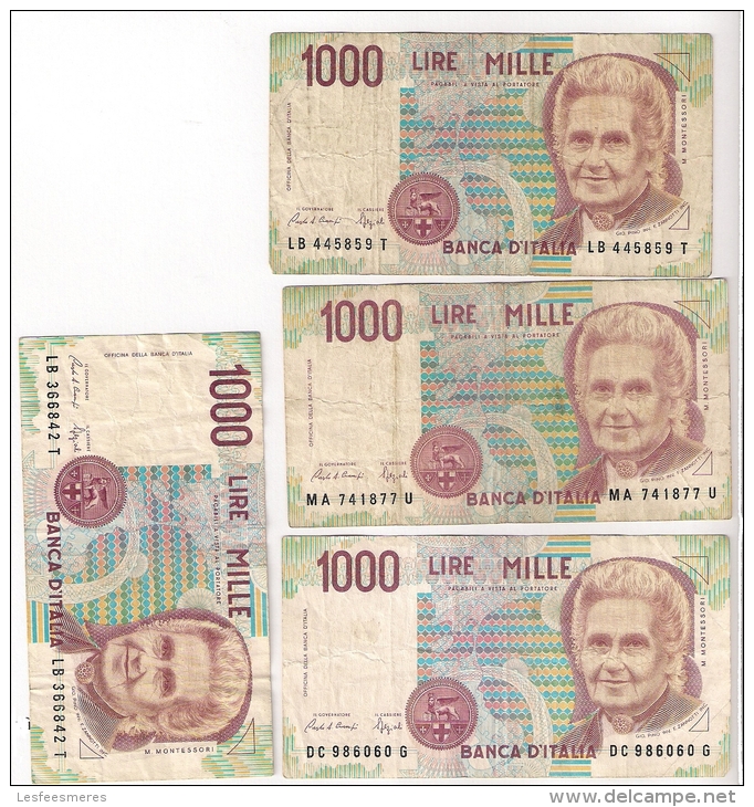 Lot 7 Billets 1000 Lires Montessori - 1000 Liras