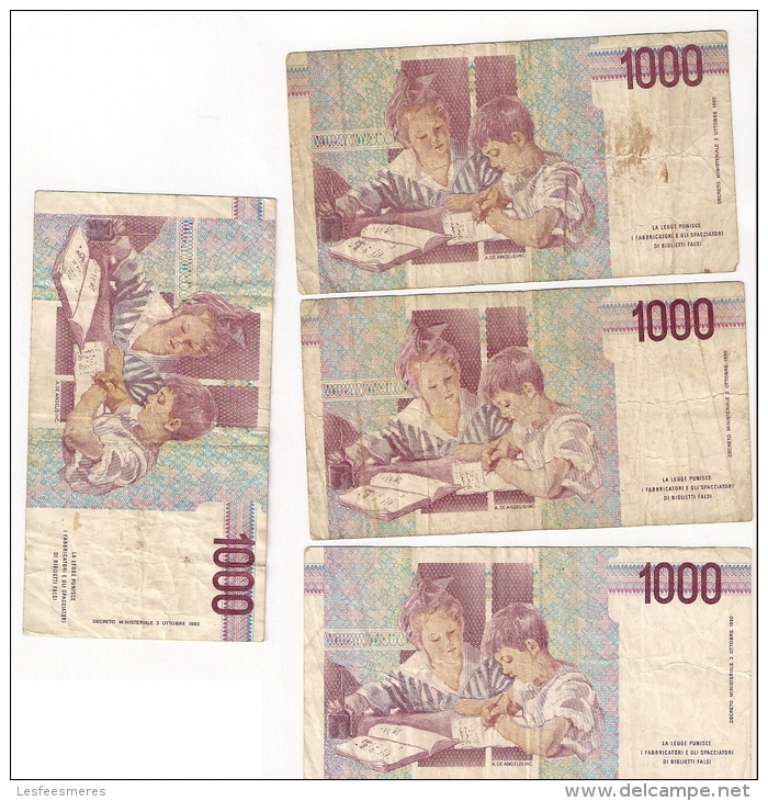 Lot 7 Billets 1000 Lires Montessori - 1000 Lire