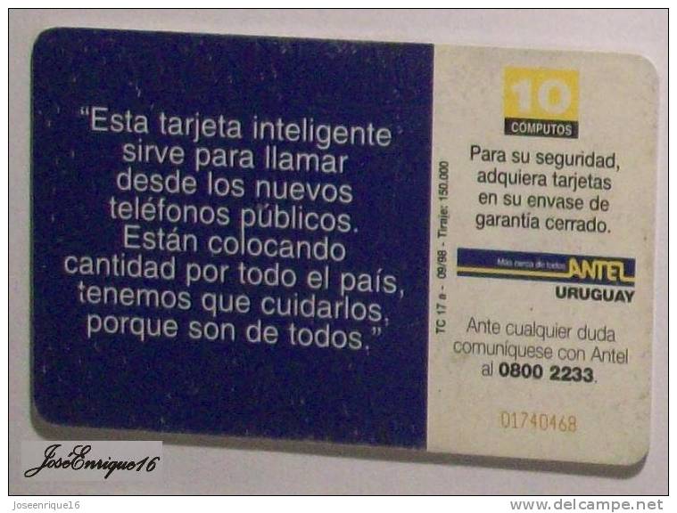 URUGUAY - TARJETA TELEFONO - PHONE CARD - ANTEL  TC  17a - TELEFONOS PUBLICOS - Uruguay