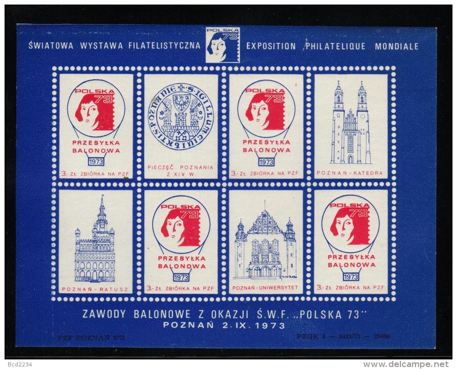 POLAND 1973 POLSKA 73 PHILATELIC EXPO BALLOON POST POZNAN S/S NHM COPERNICUS ASTRONOMER CINDERELLA SPACE - Otros & Sin Clasificación