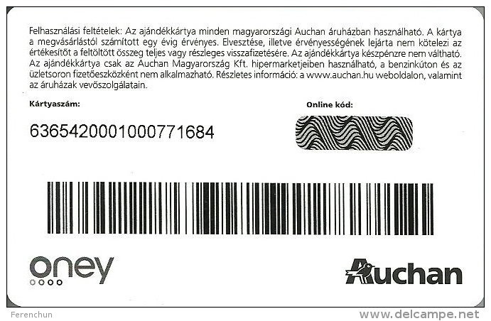 AUCHAN * HYPERMARKET * BOOK APPLE FRUIT PLANT BACKPACK COMPUTER LAPTOP PENCIL RULER * GIFT CARD * Auchan 02 C * Hungary - Gift Cards