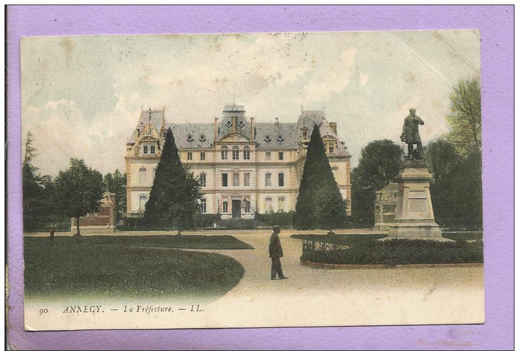 74 -  ANNECY - La Préfecture - Colorisée - Oblitérée En 1907 - Annecy