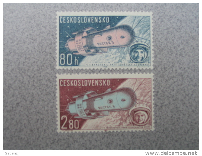 TCHECOSLOVAQUIE-YT N°PA 59**/60** - Espace, Vostok V Et VI, Bikovski, Terechkova. N Sans Ch - Corréo Aéreo