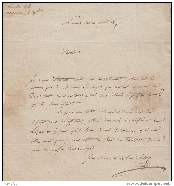 PRECURSEUR DE NAMUR -> SEDAN FABRIQUANT DROGERIE + GRIFFE NAMUR NOIRE + TEXTE ET SIGNATURE A VOIS - 1794-1814 (Franse Tijd)