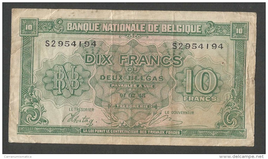 [NC] BANQUE NATIONALE De BELGIQUE - 10 FRANCS Ou 2 BELGAS (01 - 02 - 1943) - 10 Francos-2 Belgas