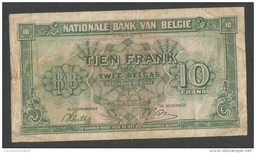 [NC] BANQUE NATIONALE De BELGIQUE - 10 FRANCS Ou 2 BELGAS (01 - 02 - 1943) - 10 Francs-2 Belgas