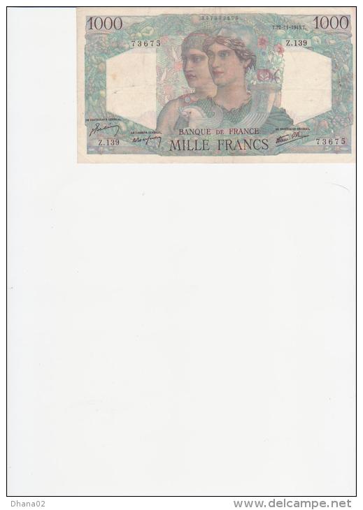 MILLE FRANCS Minerve Et Hercule 22 11 1945 (occasion) - 1 000 F 1945-1950 ''Minerve Et Hercule''