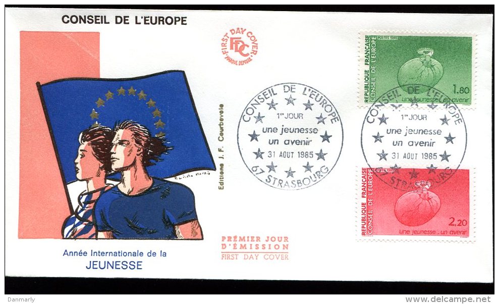 FDC 31/08/85 : Conseil De L'Europe "Année Internationale De La Jeunesse"(2 Enveloppes) - European Community