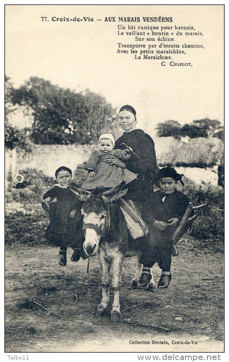 Croix De Vie - Aux Marais Vendéens- Ane Chargé De 4 Personnes - Poème De C Chaplot - Saint Gilles Croix De Vie