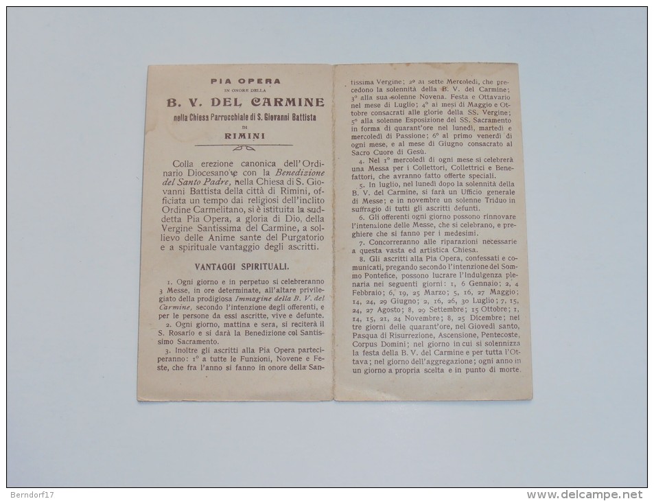 SANTINI/SANTINO - PAGELLA DI AGGREGAZIONE B.V. DEL CARMINE - RIMINI 1906 - Santini